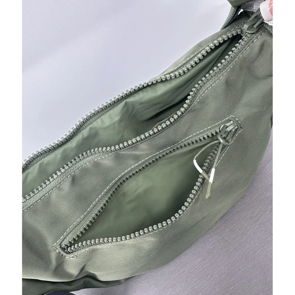 Fabletics The Sling Bag Adjustable Utility Green Zipper New 12X7 - Picture 12 of 15